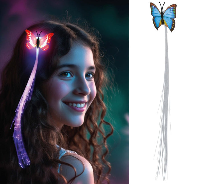 Vlinder Hair Extension Met Licht 33cm van Fiestas Guirca koop je bij Partywinkel
