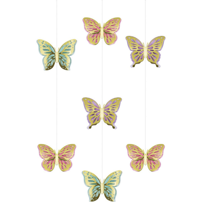 Vlinder Hangdecoratie 18cm 3st van Creative Converting koop je bij Partywinkel