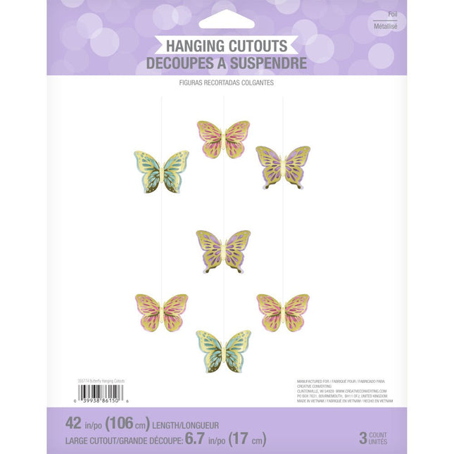 Vlinder Hangdecoratie 18cm 3st van Creative Converting koop je bij Partywinkel