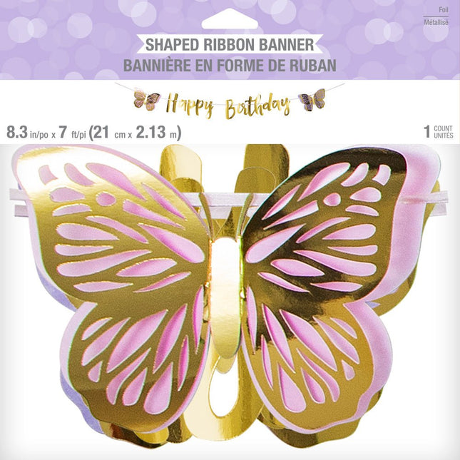 Vlinder Letterslinger Happy Birthday 2,1m van Creative Converting koop je bij Partywinkel