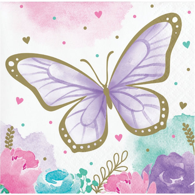 Vlinder Servetten 12,7cm 16st van Creative Converting koop je bij Partywinkel