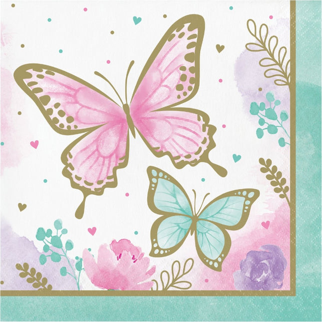 Vlinder Servetten 16,5cm 16st van Creative Converting koop je bij Partywinkel
