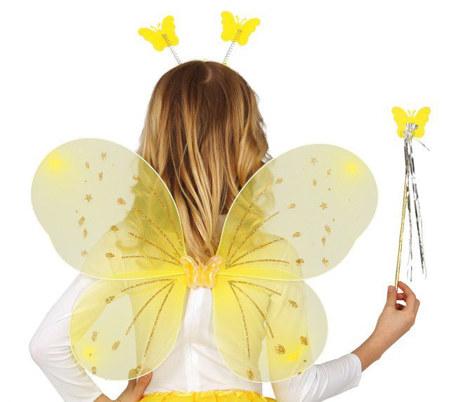 Vlinder Set Geel 3 delig van Fiestas Guirca koop je bij Partywinkel