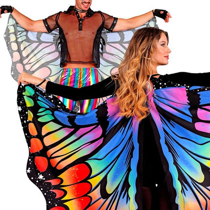 Vlinder vleugels regenboog 175x140cm van Widmann koop je bij Partywinkel