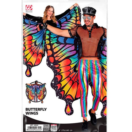 Vlinder vleugels regenboog 175x140cm van Widmann koop je bij Partywinkel