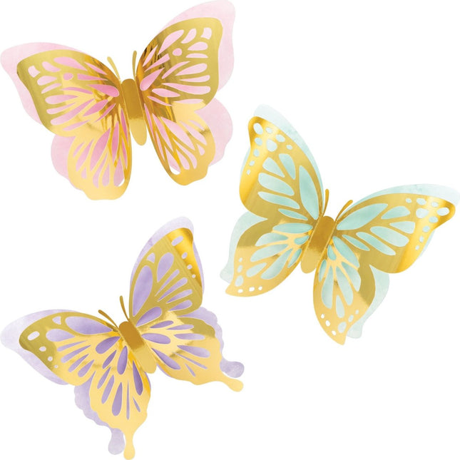 Vlinder Wanddecoratie 3st van Creative Converting koop je bij Partywinkel