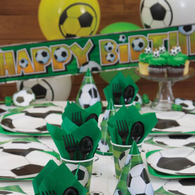 Voetbal Ballonnen Gekleurd 30cm 8st van Unique koop je bij Partywinkel