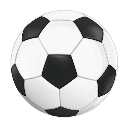 Voetbal Borden Zwart Wit Papier 23cm 8st van WeFiesta koop je bij Partywinkel