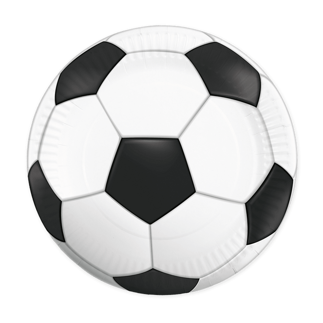 Voetbal Borden Zwart Wit Papier 23cm 8st van WeFiesta koop je bij Partywinkel