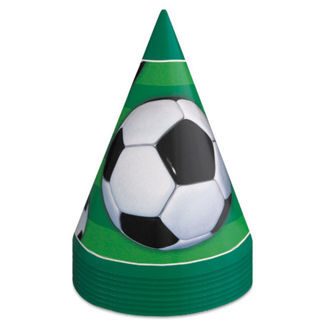 Voetbal Feesthoedjes 8st van Unique koop je bij Partywinkel