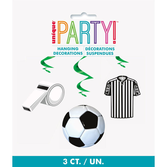 Voetbal Hangdecoratie 66cm 3st van Unique koop je bij Partywinkel