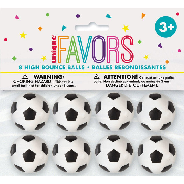 Voetbal Stuiterballen 8st van Unique koop je bij Partywinkel