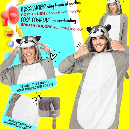 Wasbeer Jumpsuit met Kap van Widmann koop je bij Partywinkel