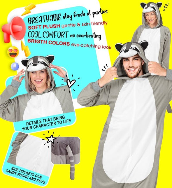 Wasbeer Jumpsuit met Kap van Widmann koop je bij Partywinkel