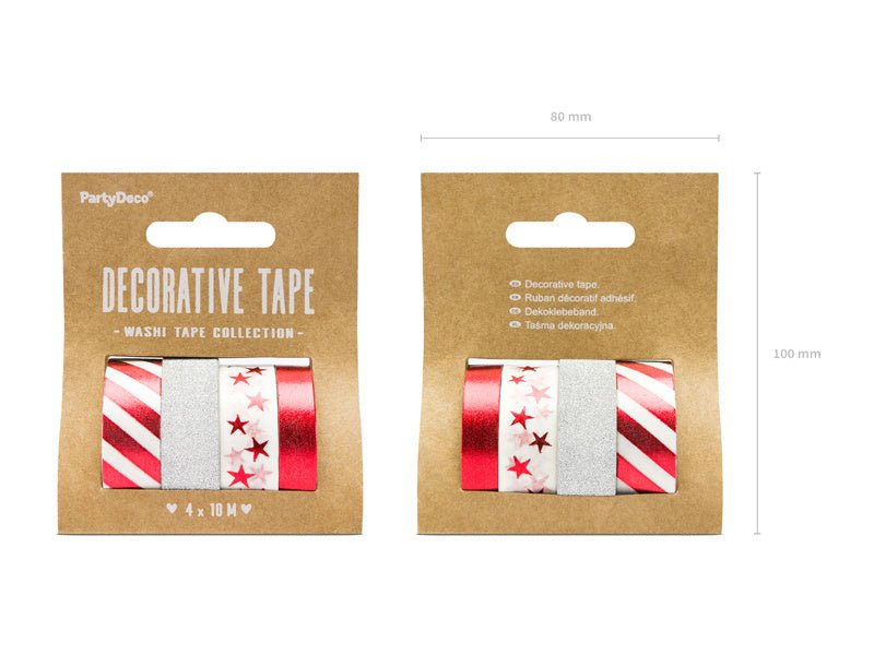 Washi Tape Kerst 10m 4st van Partydeco koop je bij Partywinkel