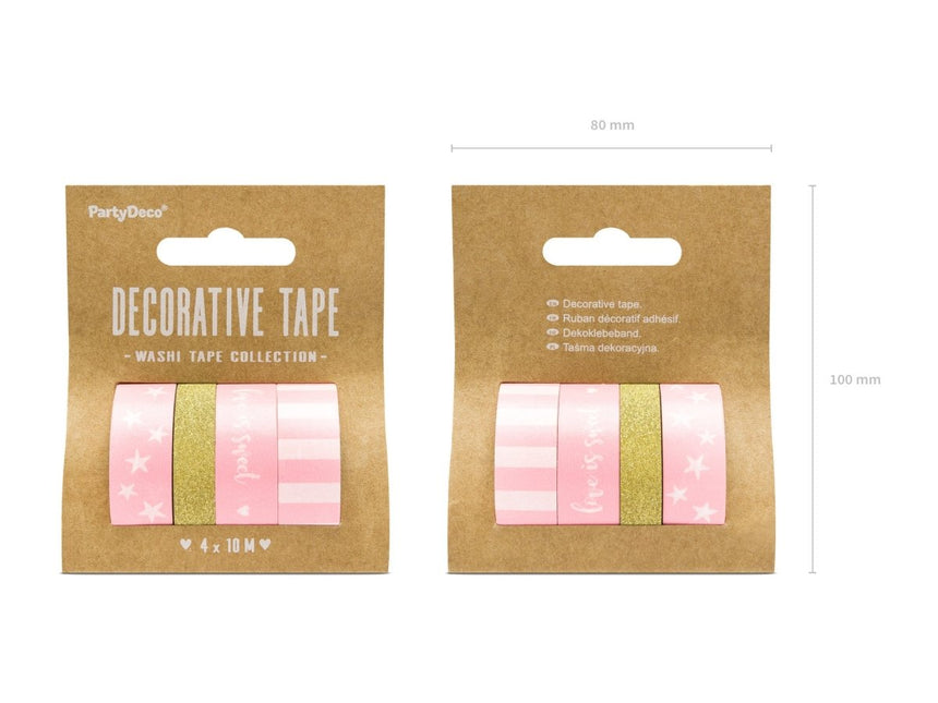 Washi Tape Lichtroze Goud 10m 4st van Partydeco koop je bij Partywinkel