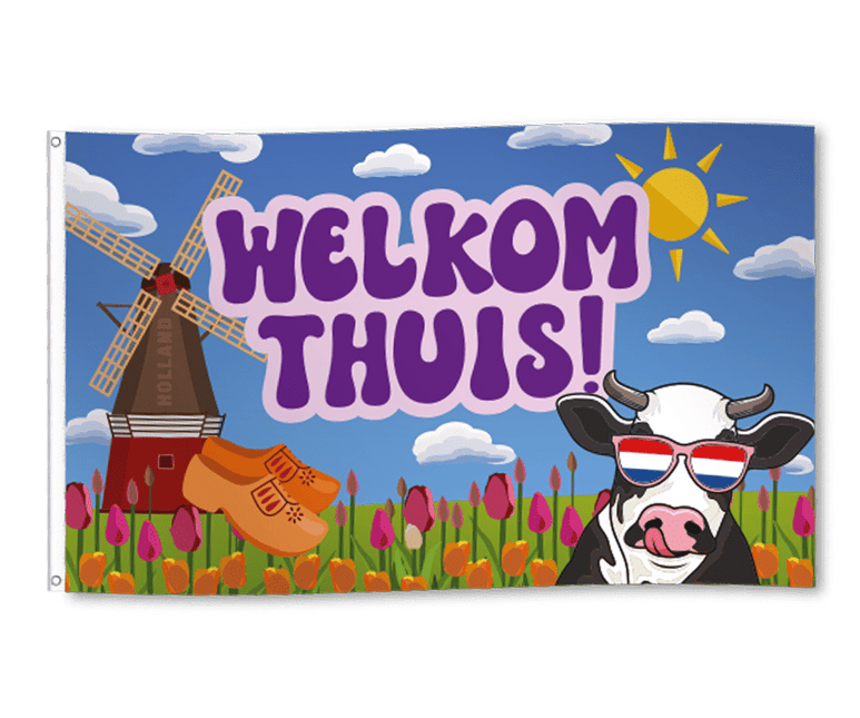 Welkom Thuis Vlag Gekleurd 1,5m van WeFiesta koop je bij Partywinkel
