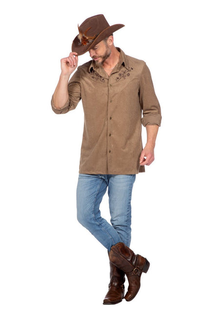Western Blouse Bruin Heren van Wilbers & Wilbers koop je bij Partywinkel