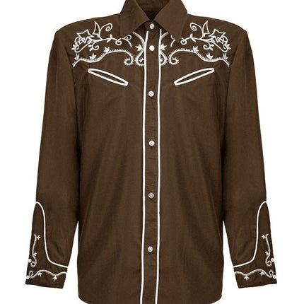 Western Cowboy Overhemd Bruin van Widmann koop je bij Partywinkel