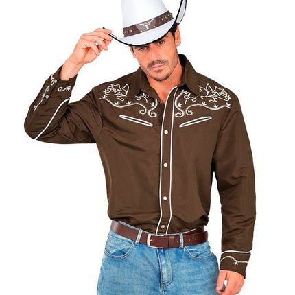 Western Cowboy Overhemd Bruin van Widmann koop je bij Partywinkel