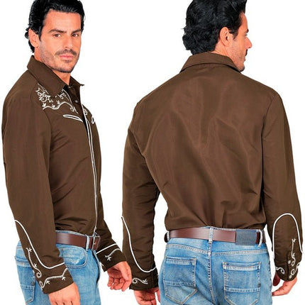 Western Cowboy Overhemd Bruin van Widmann koop je bij Partywinkel