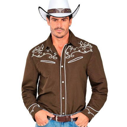 Western Cowboy Overhemd Bruin van Widmann koop je bij Partywinkel