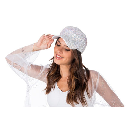 White Rhinestone Cap, One Size