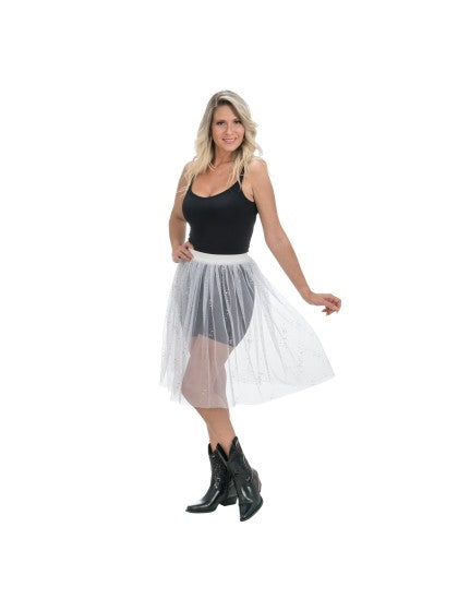 White Tulle Skirt with Glitter, Women's, One Size