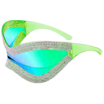 Neon Green Glasses with Rhinestones