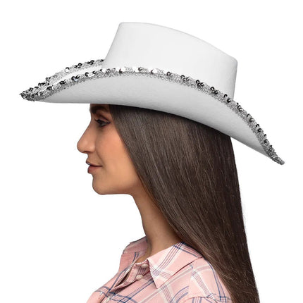 Wit Cowboyhoed Glitters van Boland koop je bij Partywinkel