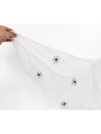 Wit Spinnenweb met 4 Zwarte Spinnen van CHAKS koop je bij Partywinkel