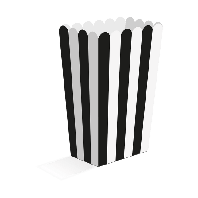 Wit Zwarte Popcorn Bakjes 13,5cm 8st van WeFiesta koop je bij Partywinkel