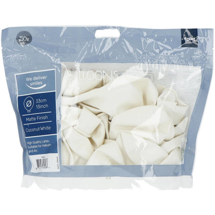 Witte Ballonnen Coconut White 33cm 50st van Folat koop je bij Partywinkel