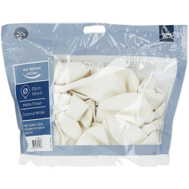 Witte Ballonnen Coconut White 33cm 50st van Folat koop je bij Partywinkel