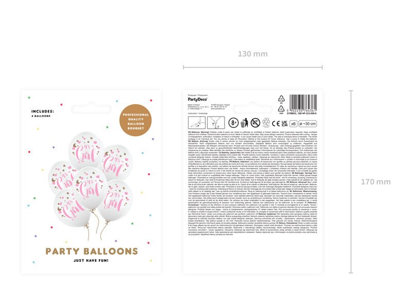 Witte Ballonnen It'S A Girl 30cm 6st van Partydeco koop je bij Partywinkel