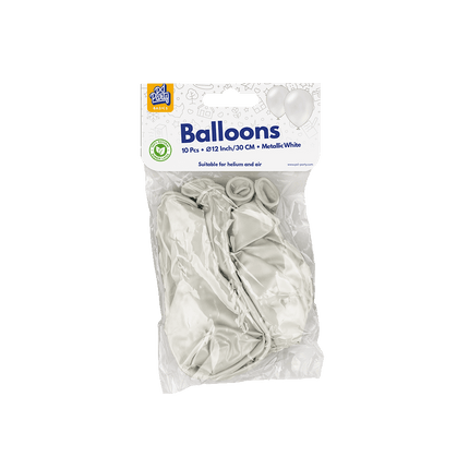 Witte Ballonnen Metallic 30cm 10st van Paper Dreams koop je bij Partywinkel