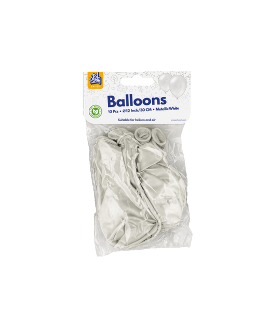 Witte Ballonnen Metallic 30cm 10st van Paper Dreams koop je bij Partywinkel