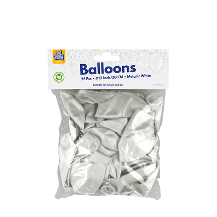 Witte Ballonnen Metallic 30cm 25st van Paper Dreams koop je bij Partywinkel