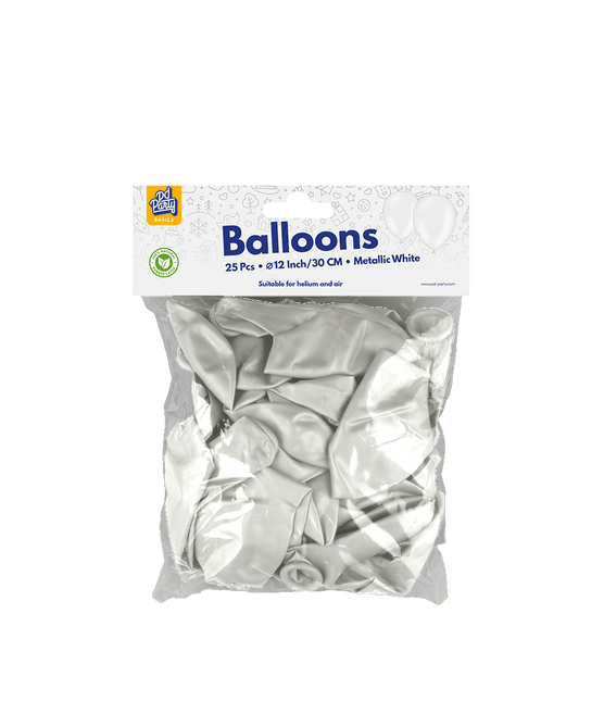 Witte Ballonnen Metallic 30cm 25st van Paper Dreams koop je bij Partywinkel