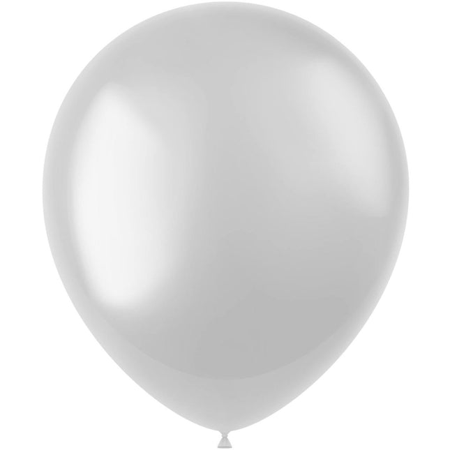 Witte Ballonnen Metallic Pearl White 33cm 50st van Folat koop je bij Partywinkel