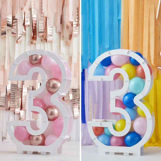 Witte Ballonnen Standaard 3 Jaar 81cm van Ginger Ray koop je bij Partywinkel