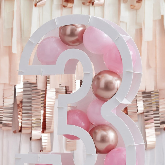 Witte Ballonnen Standaard 3 Jaar 81cm van Ginger Ray koop je bij Partywinkel