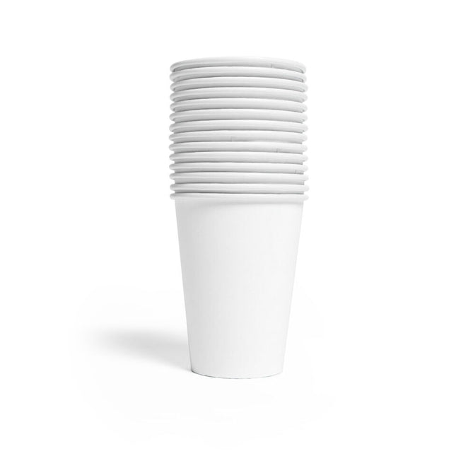 Witte Bekers Papier 210ml 14st van WeFiesta koop je bij Partywinkel