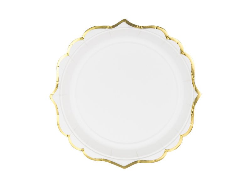 Witte Borden Gouden Rand 18,5cm 6st van Partydeco koop je bij Partywinkel