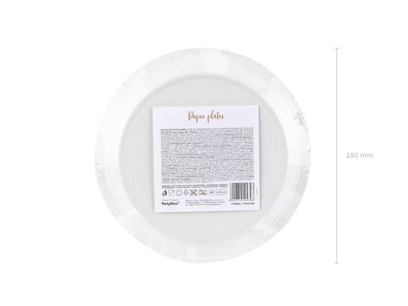 Witte Borden Rose Gouden Stippen 18cm 6st van Partydeco koop je bij Partywinkel