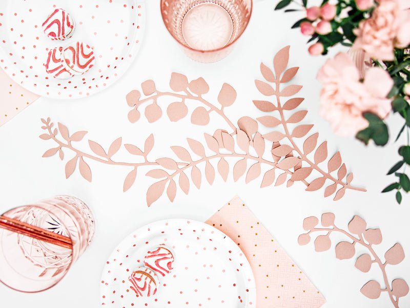 Witte Borden Rose Gouden Stippen 18cm 6st van Partydeco koop je bij Partywinkel