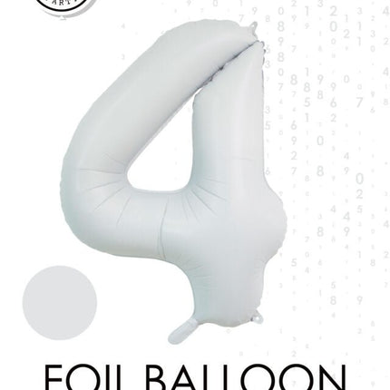 Witte Cijfer Ballon 4 Jaar Glans 86cm van WeFiesta koop je bij Partywinkel
