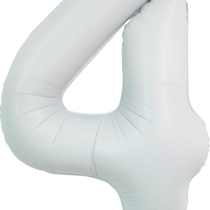 Witte Cijfer Ballon 4 Jaar Glans 86cm van WeFiesta koop je bij Partywinkel