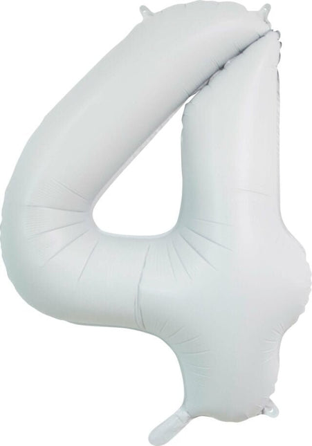 Witte Cijfer Ballon 4 Jaar Glans 86cm van WeFiesta koop je bij Partywinkel
