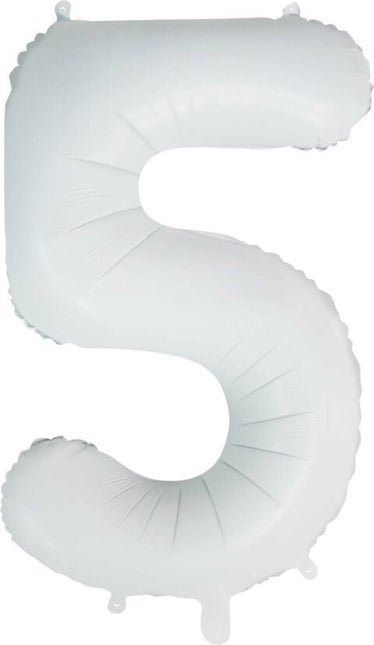 Witte Cijfer Ballon 5 Jaar Glans 86cm van WeFiesta koop je bij Partywinkel